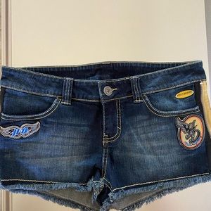 Harley Davidson Zip Up Sides Denim Shorts Size 10